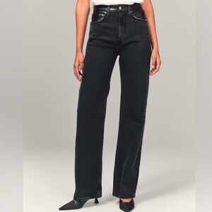 Abercrombie high rise 90’s relaxed Jean with leather